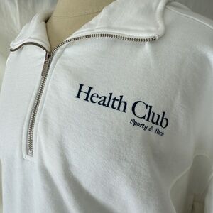 Sporty and Rich  Health Club Women’s Quarter Zip Health Club Sweatshirt  Med